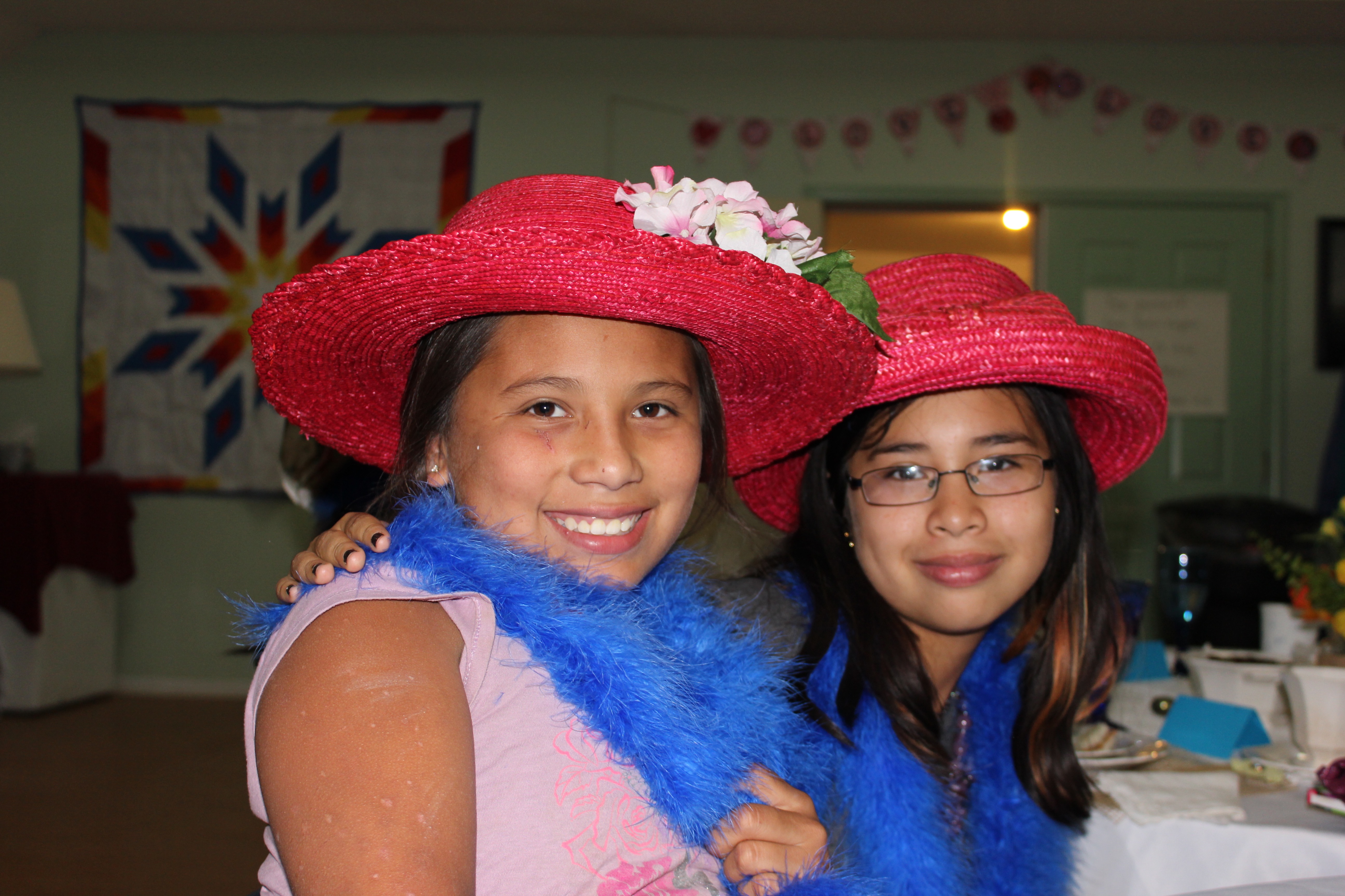 Girls in party hats at Girls' Club